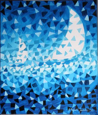 Gordana Pogledic Jancetic; Sail, 2013, Original Painting Oil, 50 x 70 cm. Artwork description: 241  sail, blue, geometrics, oil on canvas, ...