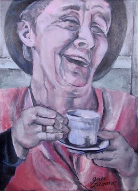 Grace Liberator; Belly Laugh, You Know You..., 2004, Original Painting Oil, 21 x 28 inches. Artwork description: 241  Belly Laugh, You know you Want one is a portrait of a laughing woman. The overall tones are soft pinks greens and is a very happy painting.  ...
