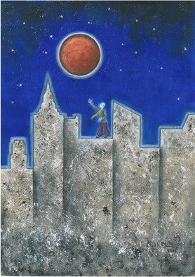 Graciela Bello; The Red Moon, 2012, Original Illustration, 30 x 40 cm. Artwork description: 241  From Magical paintings series.            ...