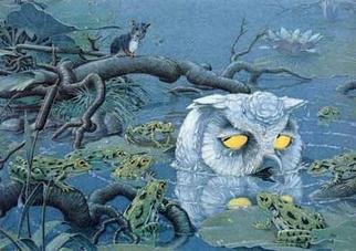 Bernhard Oberdieck; White Owl, 2005, Original Illustration, 42 x 30 cm. Artwork description: 241 Children's book illustration...