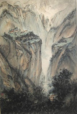Grace Auyeung; Landscape Of Guo Liang, 2005, Original Painting Ink, 24 x 38 inches. 