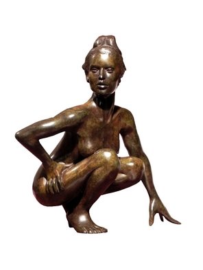 Frederic Clerc-Renaud; Enigma, 2010, Original Sculpture Bronze, 20 x 45 cm. Artwork description: 241       figurative bronze sculpture with walnut patina    ...