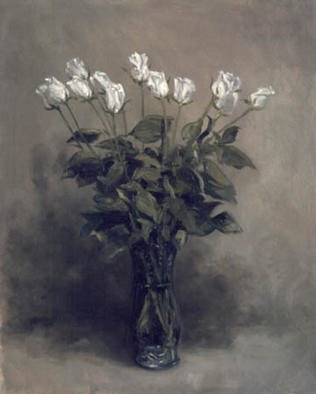 Brian Paterson; Dozen White Roses, 2002, Original Painting Oil, 20 x 24 inches. 