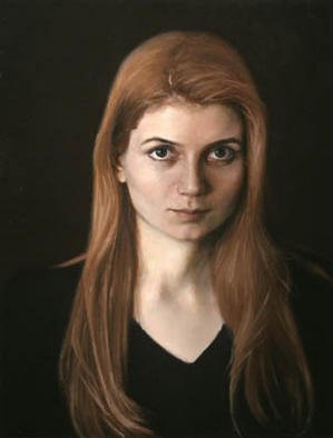 Brian Paterson; Portrait Of Young Woman, 2001, Original Painting Oil, 14 x 17 inches. 