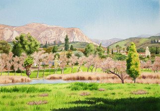 Mary Helmreich; Lakeside California By Ma..., 2008, Original Watercolor, 40 x 30 inches. Artwork description: 241 I painted this original painting in February of 2008. It is one of my favorites.The grass is green and trees are showing early color.For my other originals and museum quality prints, check out my websites