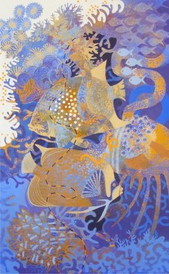 Hilary Pollock; The Reef Downunder B, 2010, Original Painting Acrylic, 2 x 3 feet. 