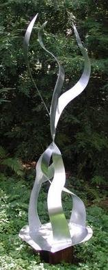 Bob Hill; Synapse, 2003, Original Sculpture Steel, 3 x 7 feet. Artwork description: 241 This swirling, silver piece rises to a synapse point and then leaps skyward, seven feet tall...