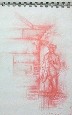 Waldemar A. S. Buczynski; A Sketch Of Captain Cook, 2008, Original Drawing Other, 14 x 18 cm. Artwork description: 241      A sketch of Captain Cook, 15th of November, 2008, Fitzroy Gardens, Melbourne, Victoria, Australia.           ...