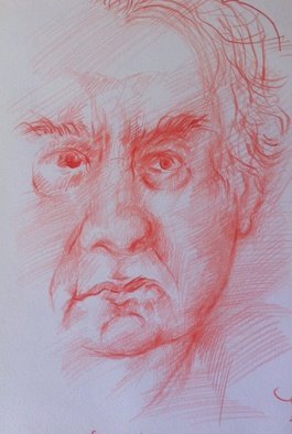 Waldemar A. S. Buczynski; Sunday The 27th Of Octobe..., 2013, Original Other, 15 x 16 cm. Artwork description: 241     A study sketch, in red pencil, of an 85 years old Polish migrant Marian Buczynski.                             ...