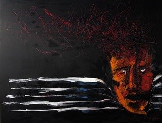 Maciej Hoffman, 'Burning Head', 2008, original Painting Oil, 180 x 140  x 3 cm. 