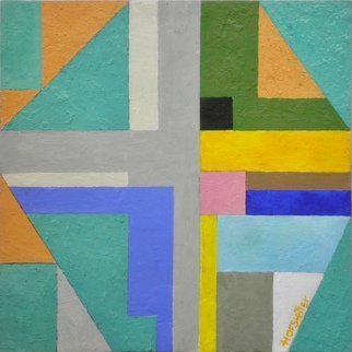 Hannes  Hofstetter; Green Modern Disign, 2019, Original Painting Oil, 46.5 x 46.5 cm. Artwork description: 241 Green Modern Design, work group: crosses, oil and acrilic on plywood...