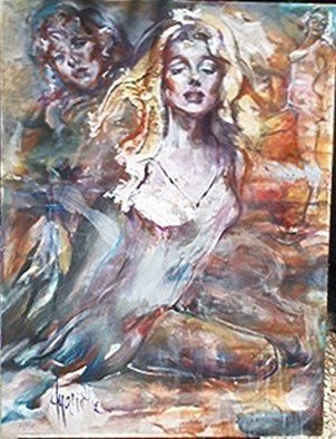 Hyacinthe Kuller-Baron; Marilyn True, 2007, Original Painting Oil, 36 x 48 inches. Artwork description: 241  MARILYN TRUE or MARILYN AS THE MADONNA OF THE GOLDEN HOOD is one of a tryptych revealing Marilyn in her personna as the golden woman archetype. This painting is a study for the larger work. ...