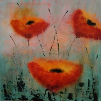Iliana Ovtcharova; Poppies, 2019, Original Painting Acrylic, 40 x 40 cm. Artwork description: 241 Acrylics on streched canvas...