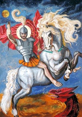 Daniel Jaen; Saint George And The Dragon, 2017, Original Painting Oil, 70 x 100 cm. 