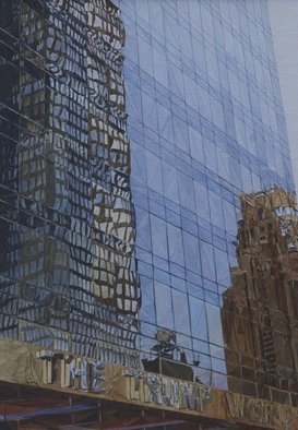 Imelda Feraille; New York 4, 2015, Original Watercolor, 23 x 33 cm. Artwork description: 241 City New York view building...
