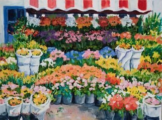 Ingrid Neuhofer Dohm; Flower Stand, 2012, Original Painting Acrylic, 30 x 22 inches. Artwork description: 241 flowers, floral, street stand, representational...