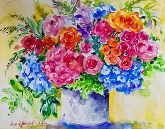 Ingrid Neuhofer Dohm; Floral Manage, 2018, Original Watercolor, 20 x 16 inches. Artwork description: 241 This is an original watercolor on canvas floral still life painting 16 x 20 inches. ...