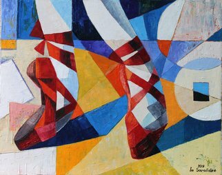 Ia Saralidze; Pointes, 2019, Original Painting Oil, 40 x 50 cm. Artwork description: 241 The painting is executed in the style of cubism, abstraction, oil on canvas...