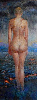 Irina Petruhina; Hot Suicide, 2016, Original Painting Oil, 24.5 x 74.4 inches. Artwork description: 241 oil on plywood, realism, impressionism, nude, erotics, fate, fantastic...
