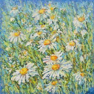 Irina Maiboroda; Mayweeds, 2016, Original Mixed Media, 13 x 13 cm. Artwork description: 241 flowers, summer,  impressionism, sun, meadows, floral, mixed media ...