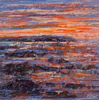 Irina Maiboroda; Sea Sunset, 2017, Original Mixed Media, 25 x 25 cm. Artwork description: 241 landscape, impressionism, sea, sunset, sky, nature, horizon,   water,  ...