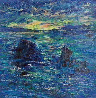 Irina Maiboroda; Star Shower, 2017, Original Mixed Media, 25 x 25 cm. Artwork description: 241 landscape, abstract, impressionism, nature, night, sea, stars, marine,  ...