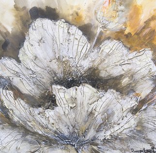 Irina Rumyantseva; Spring White Flower, 2015, Original Painting Acrylic, 20 x 20 inches. Artwork description: 241  A heavily textured floral acrylic painting, white flower blossoming on a rich golden brown background. Painted on a deep edge box canvas, ready to hang.  ...