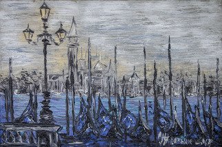 Irina Tretyak; Evening Promenade, 2016, Original Painting Oil, 80 x 120 cm. Artwork description: 241   the lamps along the Embankment shone without purpose, as if they had been freed .John GalsworthyPainting: oil on canvasKeywords: Promenade, evening, lights on the waterfront, the evening promenade, pier...
