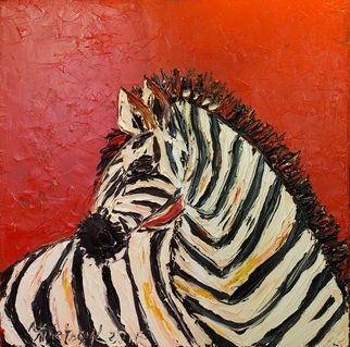 Irina Tretyak; Once At A Sunset, 2016, Original Painting Oil, 100 x 100 inches. Artwork description: 241 Everyone sees in their own spectrum, and something that is obvious for the one, will remain a mysteryfor another. Roman PodzorovPainted oil on canvasKeywords Zebra, red, zebra in red, sunset...