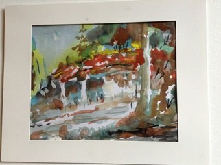 Issam Tewfik; Water Falls, 2014, Original Watercolor, 9 x  inches. Artwork description: 241   A lovely scene  at the gardens   ...