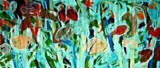 Peter Jalesh; Meadow, 2017, Original Painting Acrylic, 11.5 x 4.5 feet. Artwork description: 241 The painting was done on a meadow by abstracting the tulips...