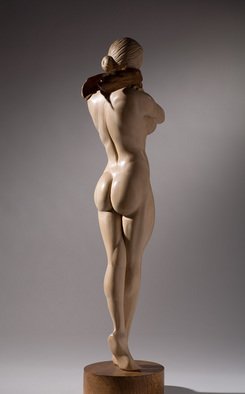 James Mcloughlin; Female Figure, 2009, Original Sculpture Wood, 6 x 18 inches. Artwork description: 241  This was carved out of limewood and the scarf and base are walnut.   ...
