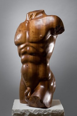 James Mcloughlin; Male Torso, 2010, Original Sculpture Wood, 23 x 36 inches. Artwork description: 241  This was carved out of Welsh Elm which is very rare these days.    ...