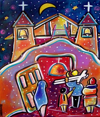 Jan Oliver; Procession To Chimayo, 2006, Original Painting Acrylic, 16 x 20 inches. Artwork description: 241 Every year some 20,000 people make a pilgrimage to Santuario Chimayo in New Mexico.  This is a painting inspired by that annual event....