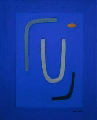 Jan-Thomas Olund; Blue No I, 2020, Original Painting Oil, 38 x 48 cm. Artwork description: 241 Ultramarine and cobalt blue two colors that form the basis for a new series of paintings. Blue colors is searching simple shapes in a playful Blue no. 1...