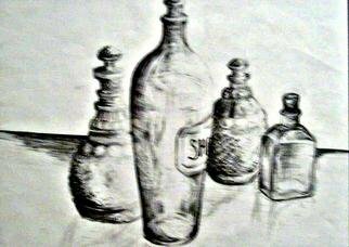 Jennifer Coleman Bryant-Wieber; Bottle Study, 2004, Original Drawing Pencil, 12 x 8 inches. 
