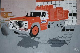 John Chicoine; Airco Truck, 1975, Original Painting Acrylic, 29 x 20 inches. Artwork description: 241  surrealism truck oil ...