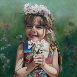 Joseph Coban; The Princess Of Spring, 2010, Original Painting Oil, 24 x 24 inches. Artwork description: 241  Portrait of my daughter, she was 5 at the time in Arboretum in Ottawa  ...