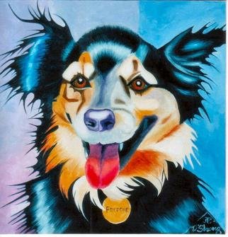 Joanne Deshong; Freddie, 2004, Original Painting Oil, 12 x 12 inches. Artwork description: 241 Freddie is a happy mixed- breed dog- - his owner says some Shepard is in the mix. ...