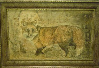 Jeffrey Foster Thomas; The Kill, 2006, Original Other, 36 x 24 inches. Artwork description: 241  Neo- Fresco, plaster on wood with organic and other stains. Depicts a red fox after a kill. The fox is usually shown as the hunted. This piece shows the beautiful woodland creature as the hunter. ...