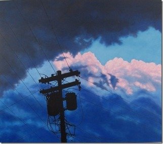 James Gwynne; After The Storm, 2012, Original Painting Oil, 48 x 42 inches. Artwork description: 241 Stormy clouds with silhouette of telephone pole and wires...