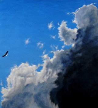 James Gwynne; Soaring, 2012, Original Painting Oil, 38 x 42 inches. Artwork description: 241  Bald Eagle soaring high among clouds ...