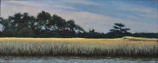 James Morin; Ogunquit River Sea Grass, 2020, Original Painting Oil, 30 x 12 inches. Artwork description: 241 Quiet, peaceful image of river, sea grassgreen in foreground turning golden in the distancewith majestic tree on the horizon...