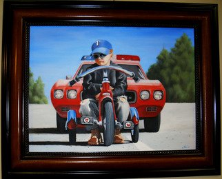 Jimmy Wharton; Busted, 2010, Original Painting Oil, 24 x 24 inches. Artwork description: 241   Little boy pulled over by police                       ...