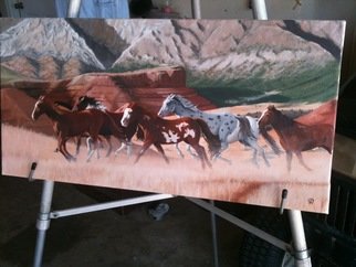 Jimmy Wharton; Stampead, 2011, Original Painting Oil, 12 x 24 inches. Artwork description: 241   stampead  ...
