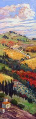 John Maurer; Autumn In Toscana, 2020, Original Painting Oil, 14 x 38 inches. Artwork description: 241 This is a painting from my last visit to Italy.  Painted from a photo taken while touring Tuscany.  Oil on canvas.  Framed in a brushed silverfloaterframe with black sides. ...