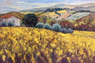 John Maurer; Chianti Trail No 4, 2018, Original Painting Oil, 38 x 26 inches. Artwork description: 241 One of the many, beautiful views I experienced along the Chianti Trail in Tuscany.  This location was near the village of Greve.  Painted on canvas using palette knives and brushes.  Includes a brushed silver or gold floater frame. ...