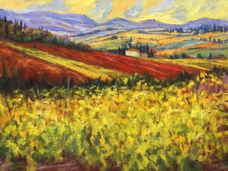 John Maurer; Chianti Vines, 2020, Original Painting Oil, 42 x 32 inches. Artwork description: 241 Painted from a sketch and photo taken while traveling in Tuscany.  Oil on canvas.  Framed in a brushed silver floater frame with black sides. ...