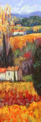 John Maurer; In The South Of France, 2020, Original Painting Oil, 14 x 38 inches. Artwork description: 241 Painted from a sketch and photo taken while traveling in Provence.  Oil on canvas.  Framed in a brushed silver floater frame with black sides. ...