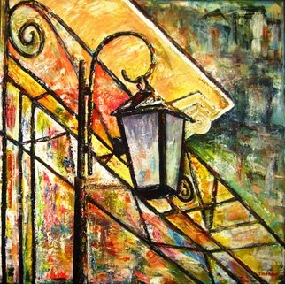 Jorge Mendes; Colorful Street Lamp, 2014, Original Painting Acrylic, 20 x 20 inches. Artwork description: 241  Summer warm night with all the lights reflected on the street and lamp.lamp, street lamp, cityscape, light, colorful, bright, abstract, beautiful, Warm, lighting, festivities, joy ...